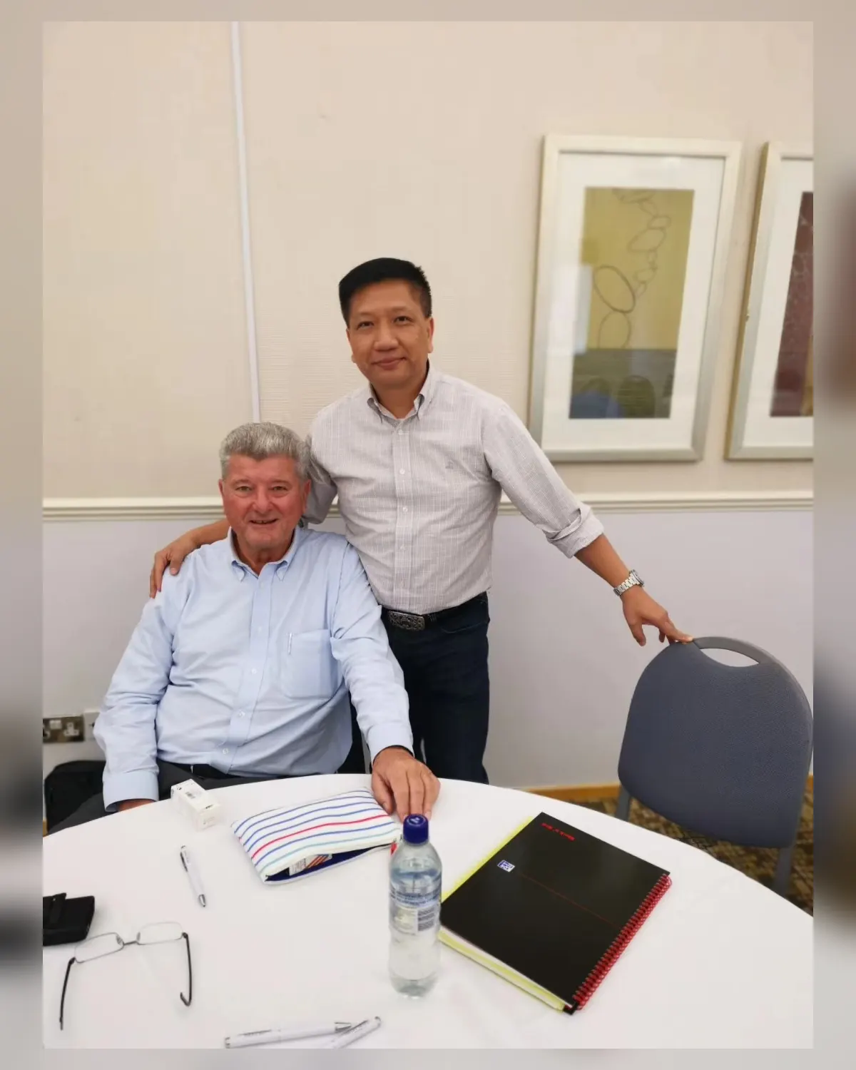 Meeting with Harvard Professor Marc Bertoneche in the UK.