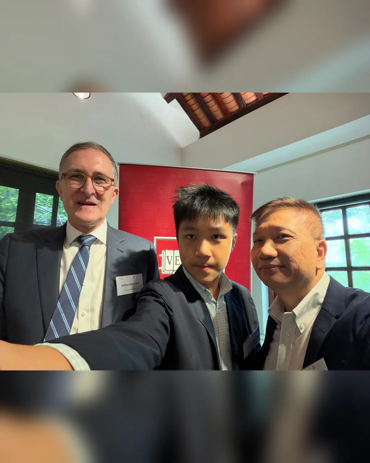 Meeting Harvard Public Health School Dean Andrea Baccarelli with Freddy in Hong Kong.