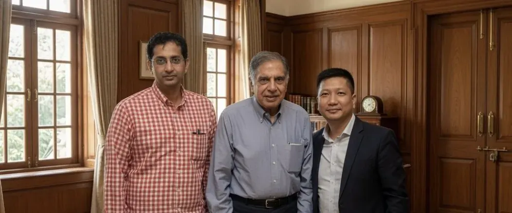 Eric Cheung with Mr. Ratan Tata and Dr. R. Venkataramanan during the Tata Trust medical equipment initiative